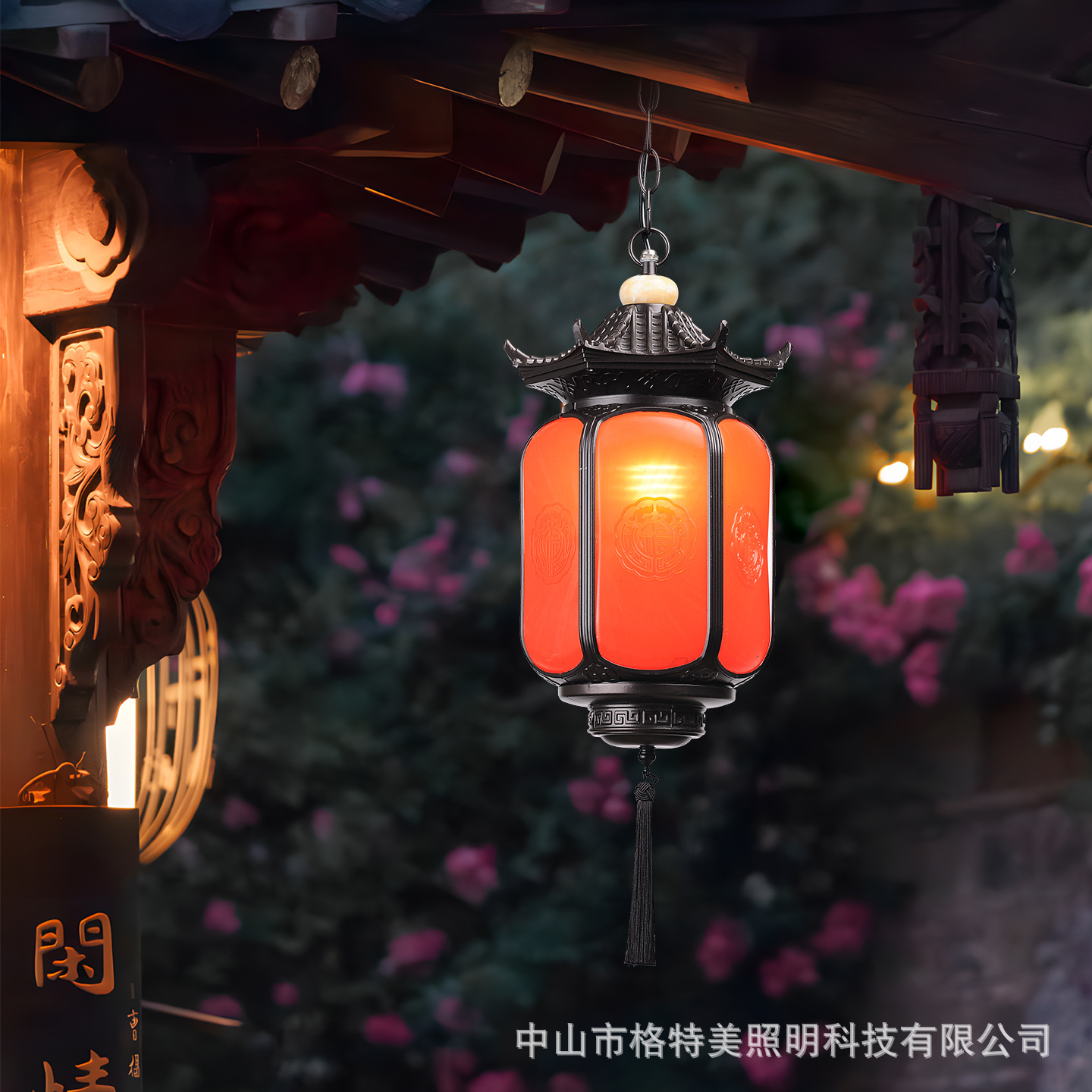 New Chinese-style outdoor chandeliers, outdoor waterproof courtyard landscape, pavilion eaves lanterns, villa balconies, ancient building hanging lamps Application Scenario