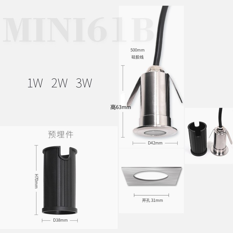 RGBW color LED underwater light, 304 stainless steel outdoor waterproof buried light, diameter 42, swimming pool step floor spotlight details Picture