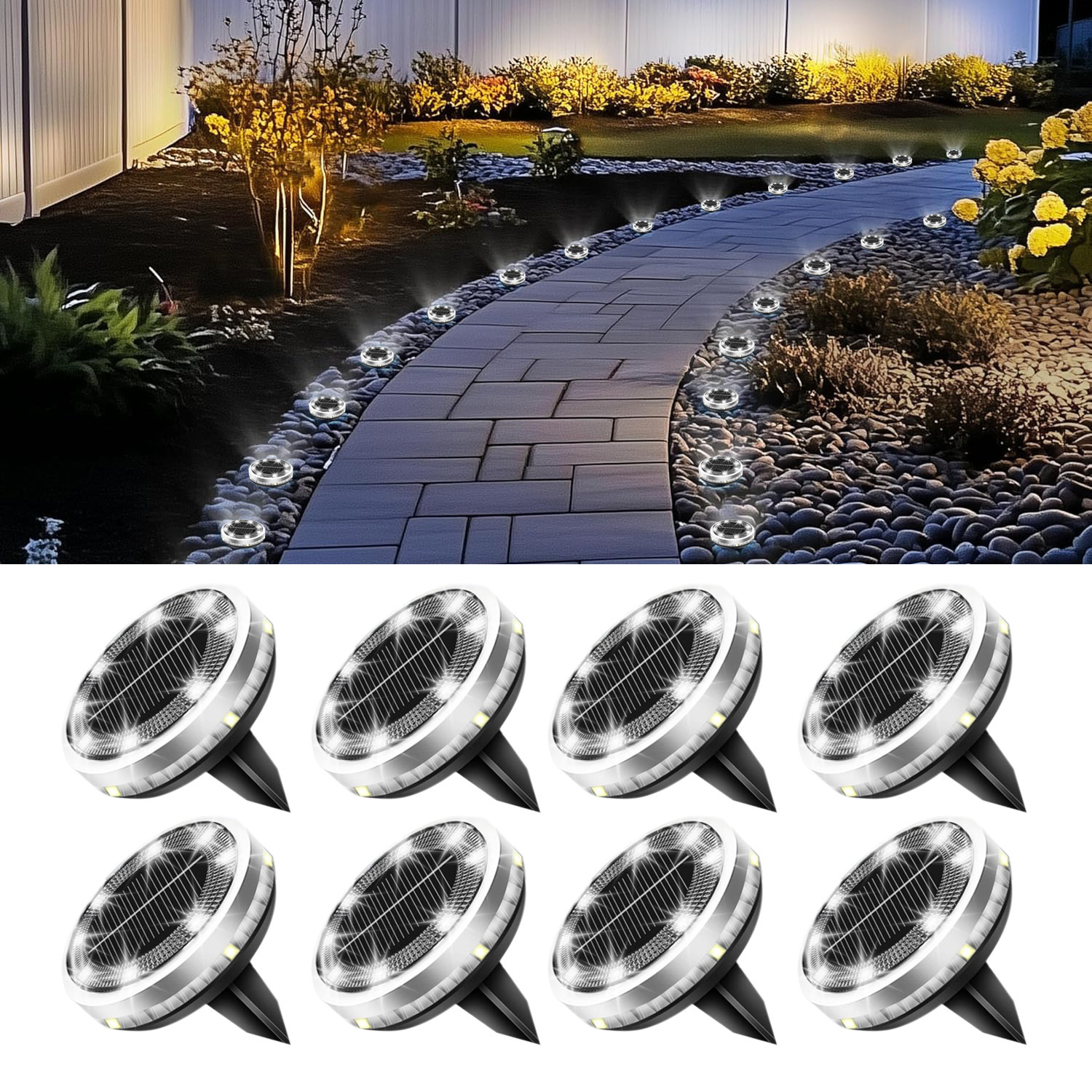 Amazon's 25-year new outdoor solar ground lights, lawn and courtyard stainless steel lawn lights, ground plug lights and wall lights full figure