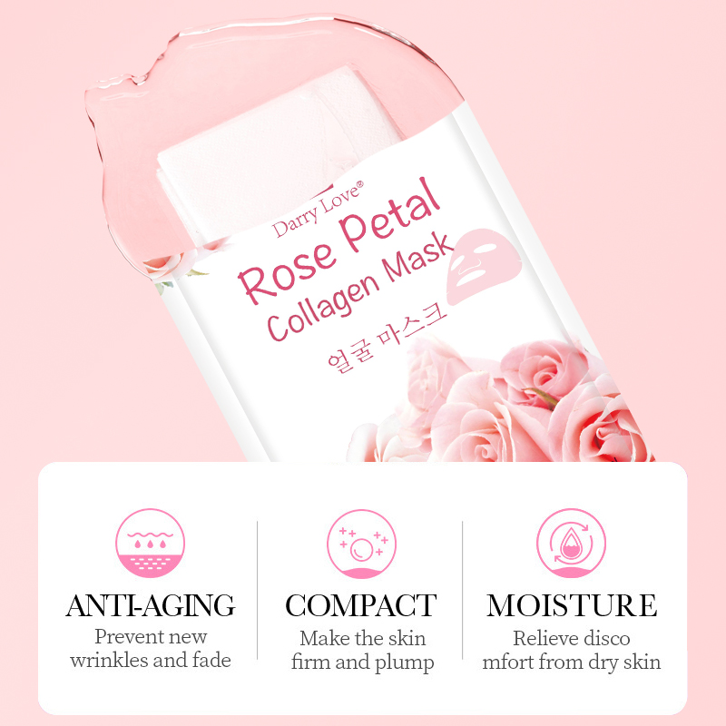 The 28ml Darry love rose Collagen Soothing and Repairing facial Mask, a popular product on foreign trade e-commerce, is available in stock and can be customized. Wholesale of moisturizing, hydrating and elastic facial care products Application Scenario