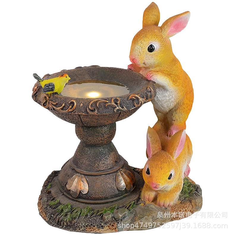 Cross-border solar lamps, resin outdoor courtyard decoration, garden lawn led lights, handicrafts, rabbit statues, ornaments Item Picture