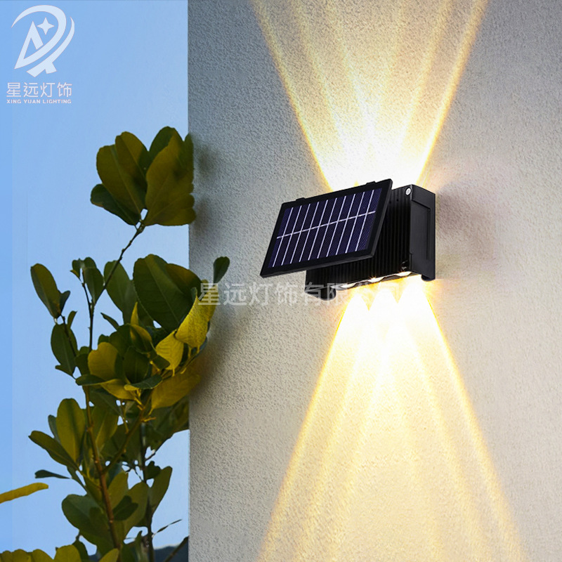 Solar-powered garden lights, outdoor seven-color wall-washing lights, household ultra-bright wall-washing lights, decorative upper and lower luminous atmosphere wall lights full figure