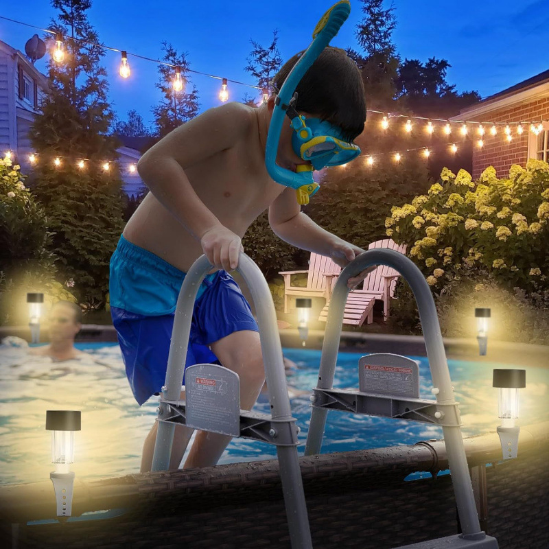 Solar LED swimming pool lights, suitable for ground swimming pool fence decoration,LED waterproof swimming pool accessories night lights Item Picture