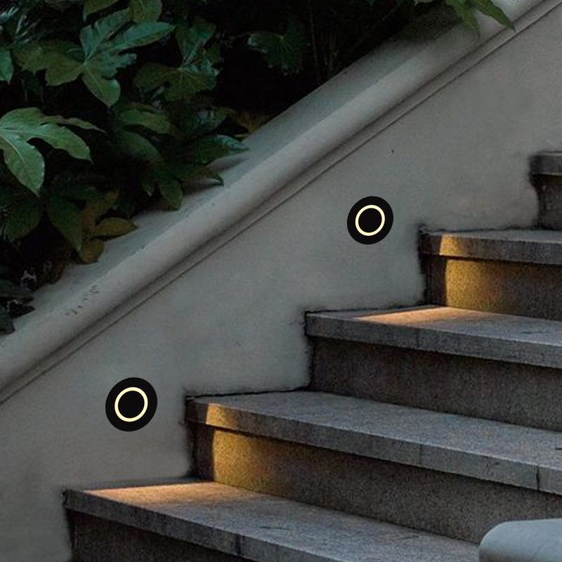 Floor lights, built-in all-season hotel and guesthouse circular corridor staircase lights, LED human body sensor step lights Specification drawing