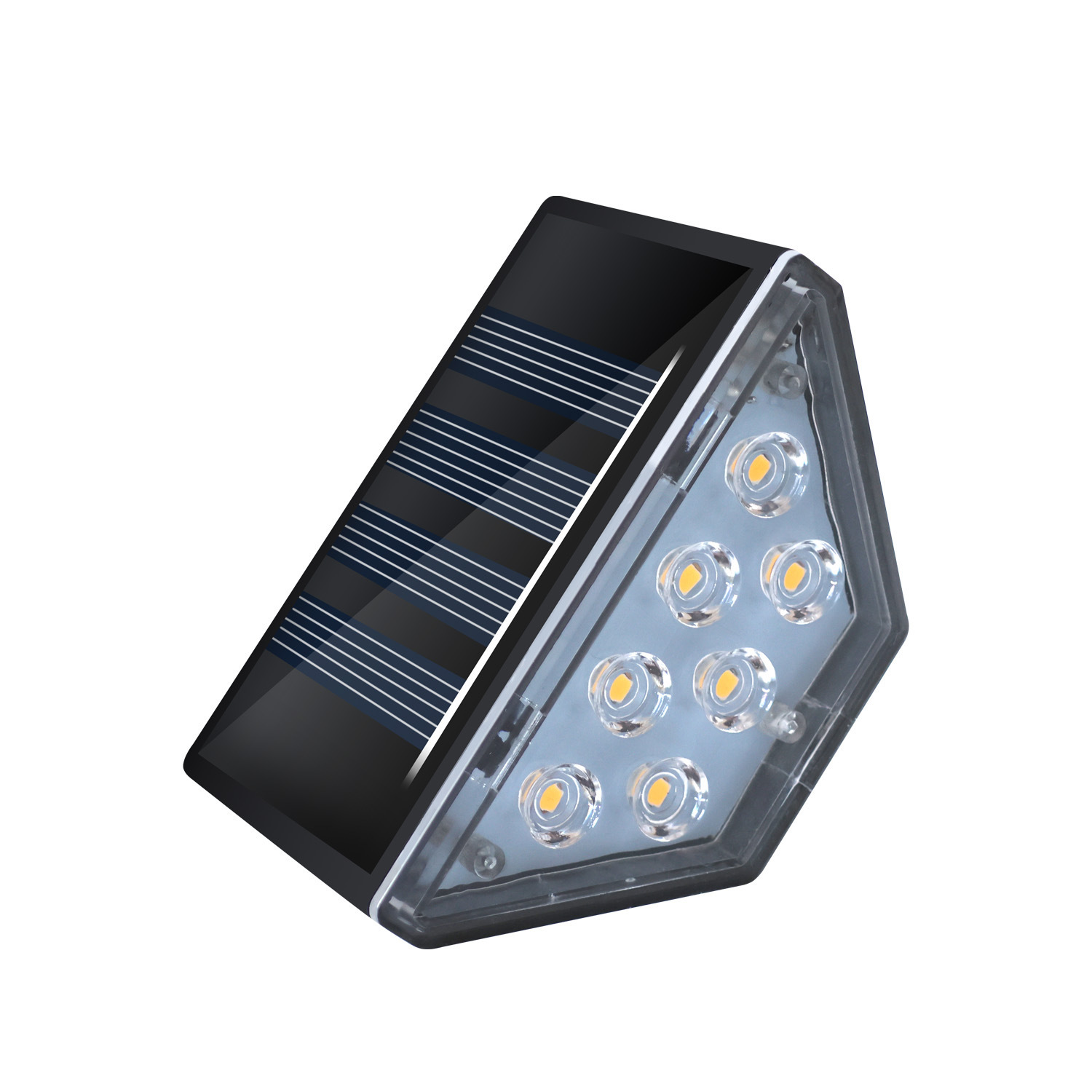 Solar lamps, outdoor garden lamps, 7LED four-corner staircase lamps, step lamps, garden lamps, terrace atmosphere decorative lamps Item Picture
