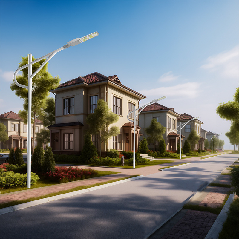 Outdoor road lighting fixtures, municipal street lamps, led street lamps, single-arm die-cast aluminum street lamps for new rural projects in residential areas details Picture