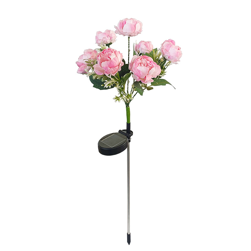 Solar-powered seven-headed peony simulation flower lamp, LED garden and courtyard atmosphere decoration lawn lamp, outdoor waterproof lamp Item Picture