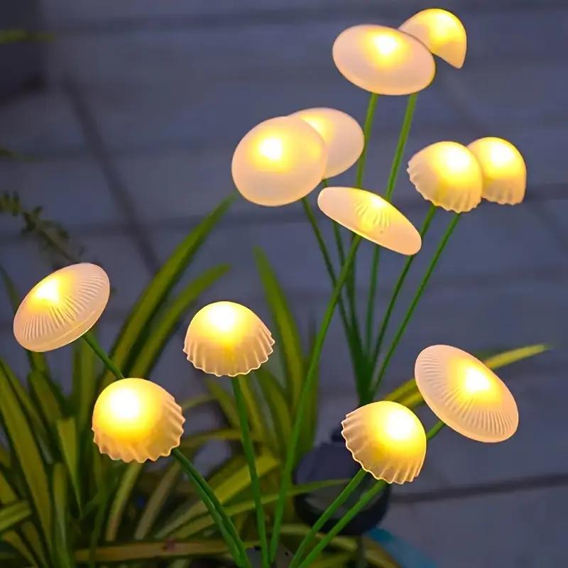 Solar LED jellyfish lights, outdoor courtyard landscape atmosphere lights, Christmas color lights, lawn decoration ground mushroom lamps Specification drawing
