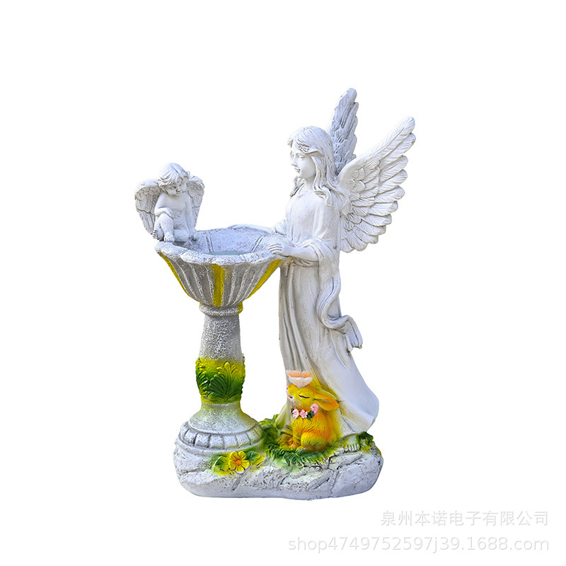 Seven-color angel ornaments, solar resin garden statues, courtyard lamps, outdoor resin handicrafts, angel ornaments Item Picture