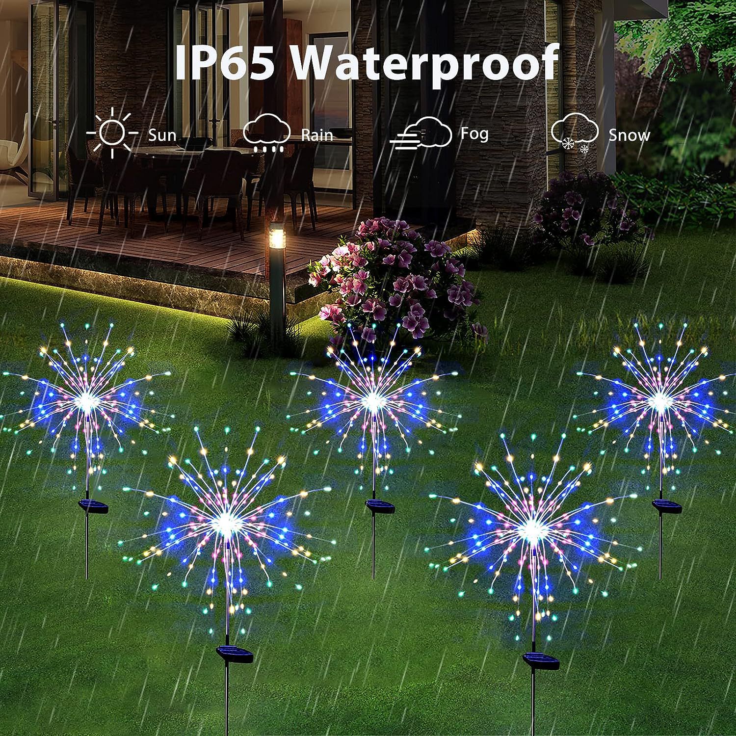 Solar-powered smoke lanterns, outdoor atmosphere LED starry sky copper wire lamps, outdoor lawn and courtyard decorative colored lights Application Scenario