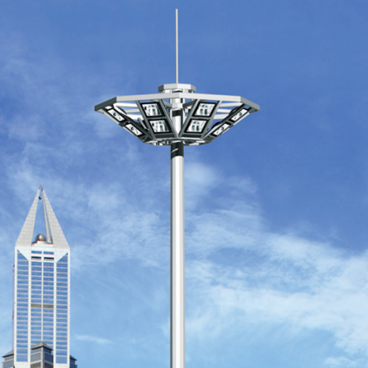 Factory square high mast light, outdoor street lamp pole, stadium 20-meter lifting high mast light, pier LED street lamp details Picture
