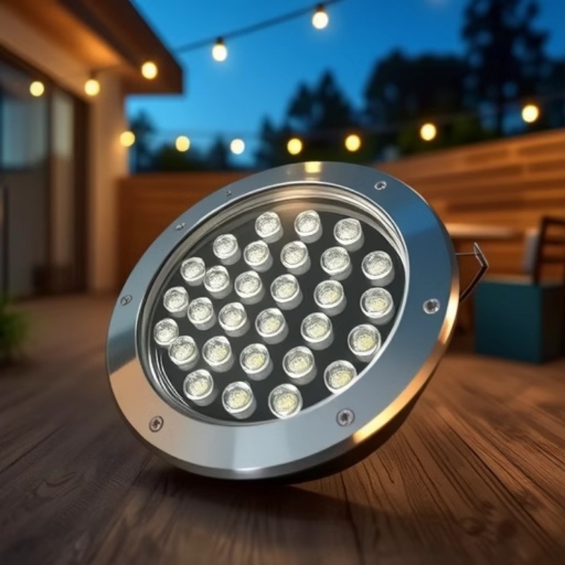 Wholesale LED ground lamps from the manufacturer, featuring die-cast aluminum, stainless steel face covers, tempered glass, and outdoor waterproof circular ground lamps full figure