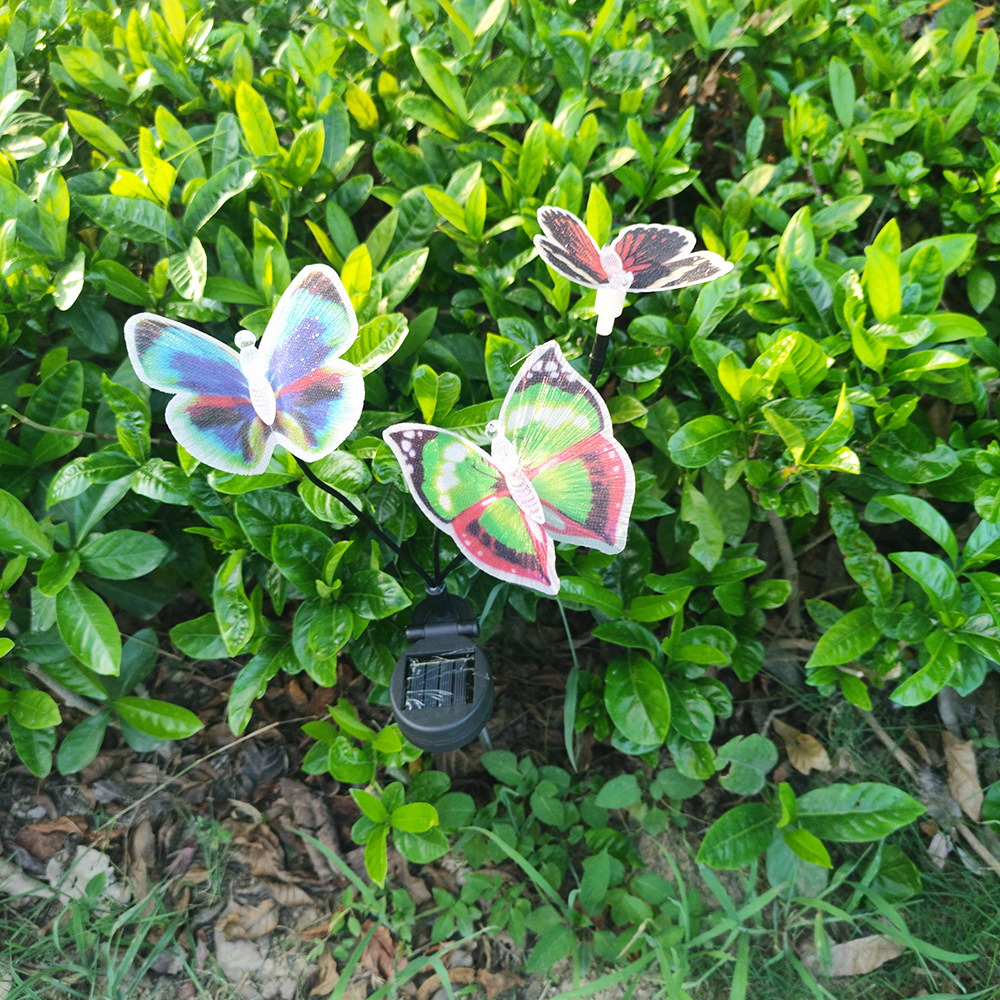 Cross-border Amazon Sun Three Butterflies Optical fiber ground plug Light Courtyard Garden Light Lawn Decorative light Outdoor waterproof full figure