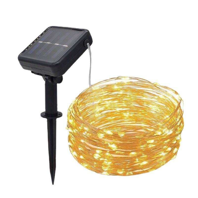 Cross-border low-voltage led solar copper wire lamps, outdoor garden lamps, string lamps, rainproof copper wire decorative leather wire lamp strings details Picture