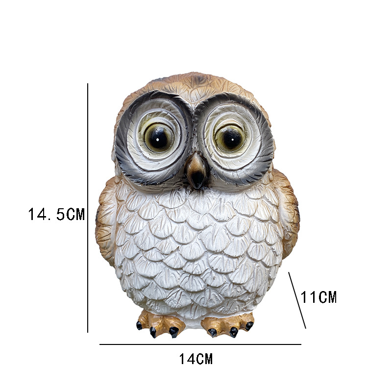 Amazon outdoor simulation owl animal statue ornament, resin solar garden lamp, garden decoration Item Picture