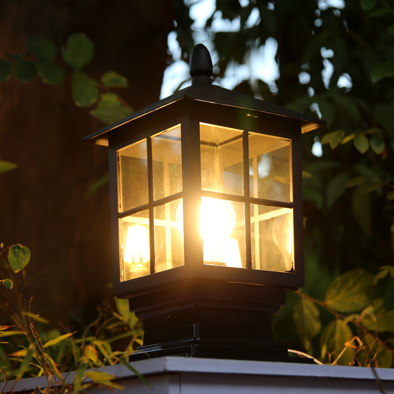 Factory direct sales of simple aluminum outdoor column head lamps, waterproof and rust-proof garden lamps, villa garden fence lamps, lawn lamps details Picture