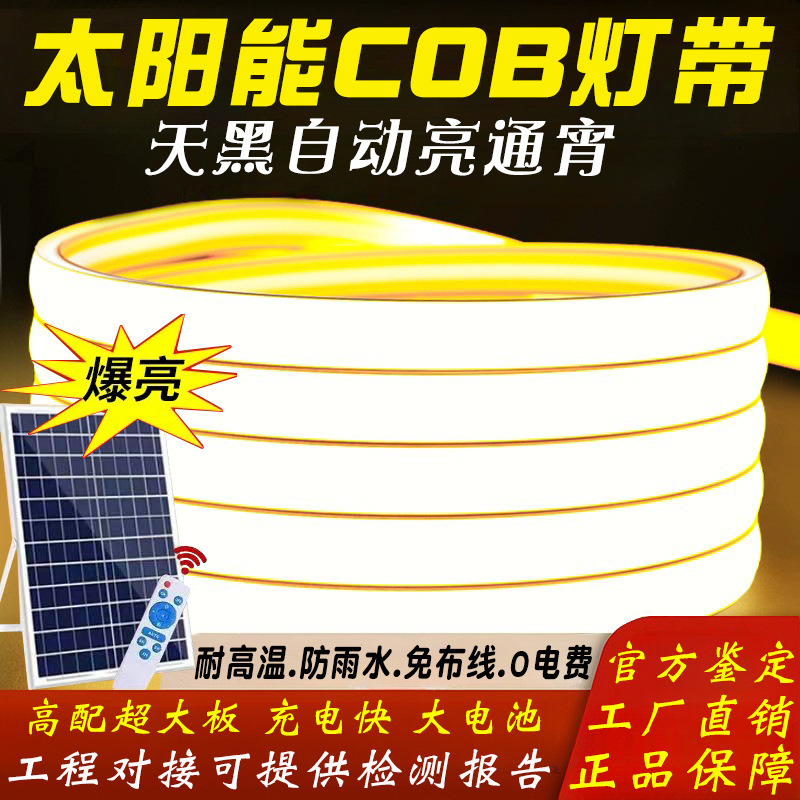 led solar light strips, outdoor waterproof ultra-bright lines, color-changing horse running courtyard, park building lighting, COB soft light strips full figure