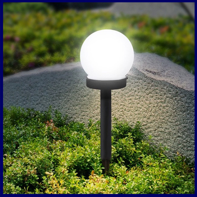 LED solar lawn lights, white corrugated ball lawn lights, community park and villa lighting decorative lights details Picture