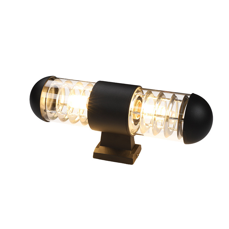 Outdoor wall lamp, double-head light-controlled sensor, outdoor waterproof, exterior wall, entrance light, terrace and courtyard light, round aluminum material Item Picture