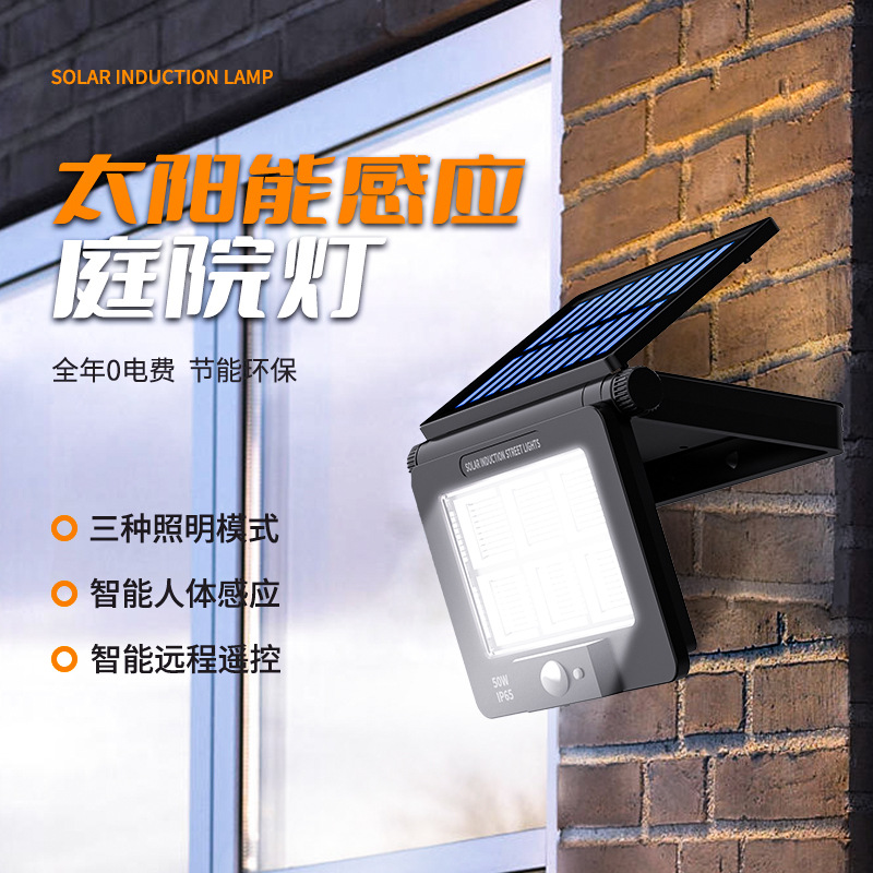 New cross-border solar courtyard human-sensing wall lamp and intelligent light-sensing outdoor lamp full figure
