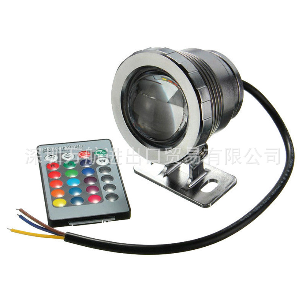 Outdoor fountain pool spotlight DC 12V RGB remote control black and silver fountain spotlight Item Picture