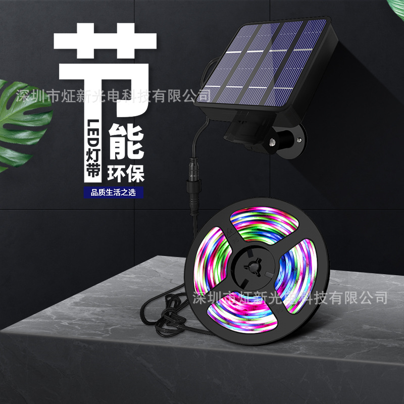 10-meter LED solar photovoltaic light strip and string, 240 meters, decorative light strip, waterproof RGB running light, 150LED, 5 meters details Picture