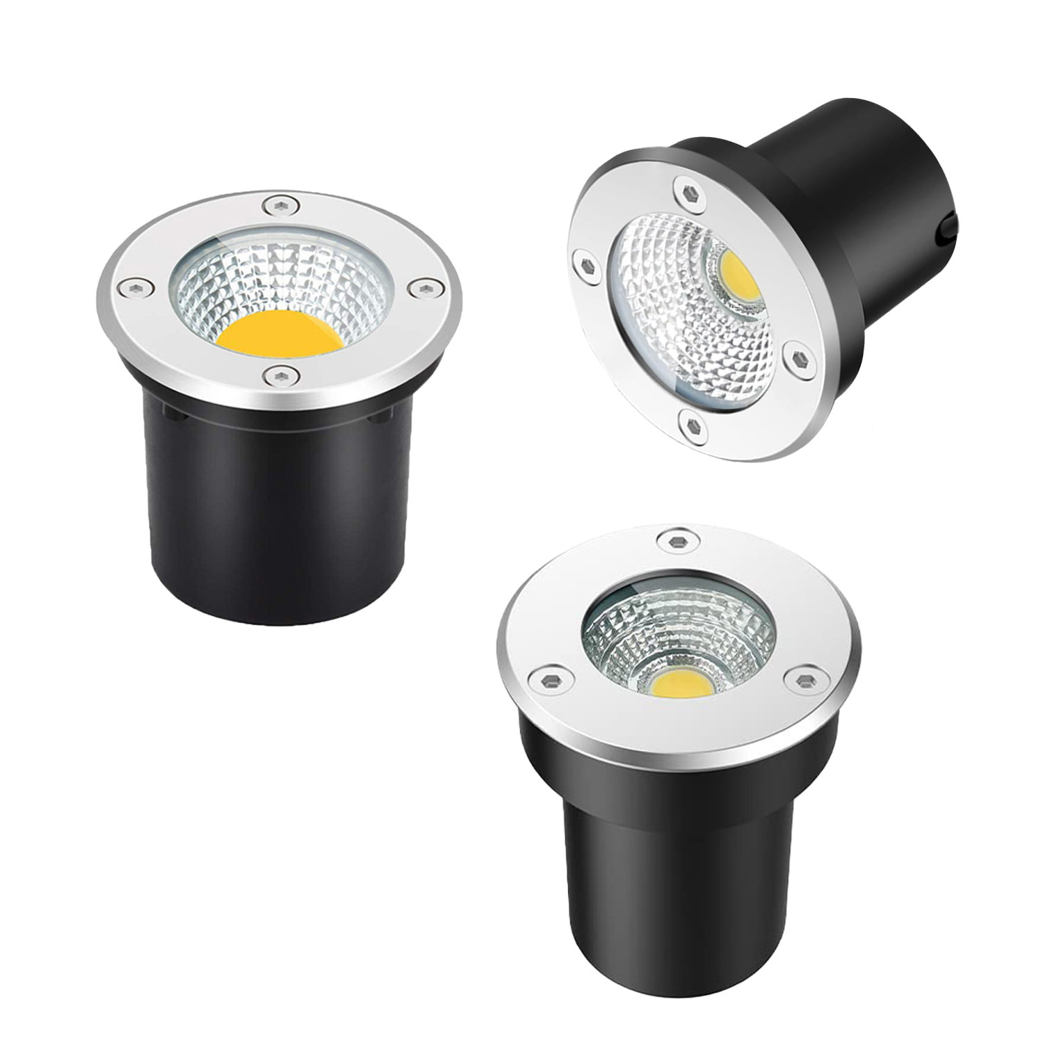 COB ground lights, outdoor waterproof embedded grass lights, courtyard square step landscape spotlights, circular ground lights Item Picture