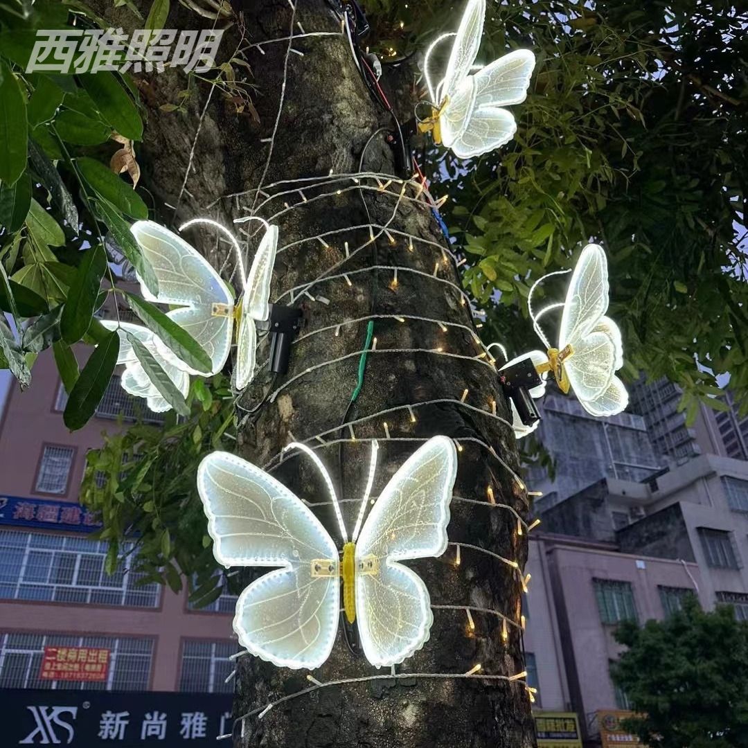 led outdoor waterproof luminous dynamic butterfly lights, festival scenic area decorative tree lighting, flashing animal and insect lights Application Scenario