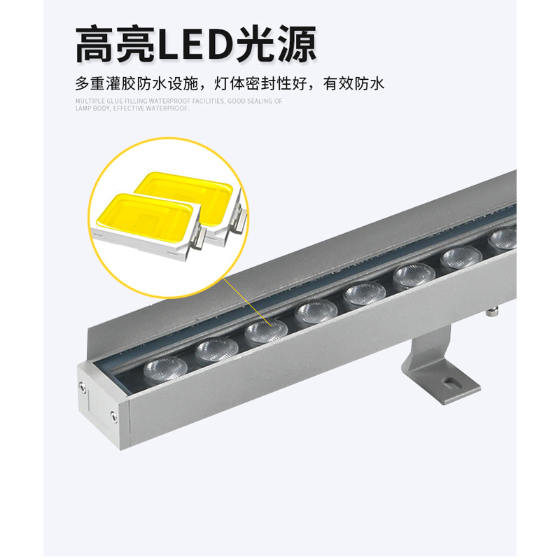 LED wall-washing light, 12W linear line light, outdoor waterproof, villa, bridge, building lighting project, exterior wall landscape light details Picture