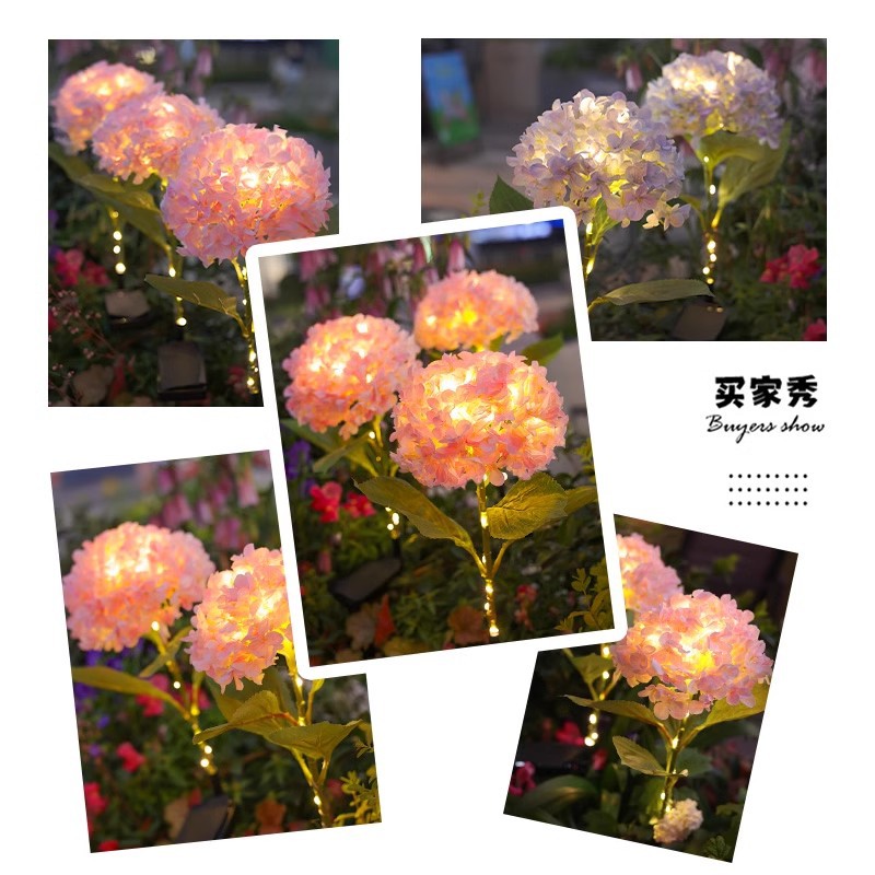 New solar-powered garden lamp, outdoor waterproof garden balcony decoration and landscaping, outdoor ground lawn hydrangea lamp details Picture