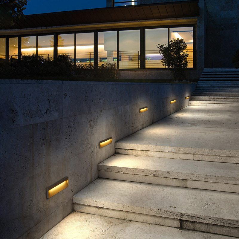Exposed floor lights, step and side wall lights, villa outdoor waterproof landscape courtyard lights, corner lights, staircase step lights details Picture