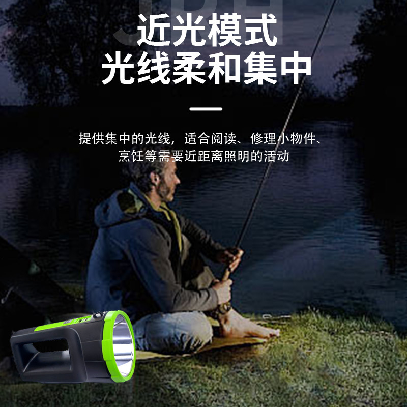 Foreign trade flashlight, strong light, mobile phone charging, long-range multi-functional outdoor lithium battery, portable probe light led Specification drawing