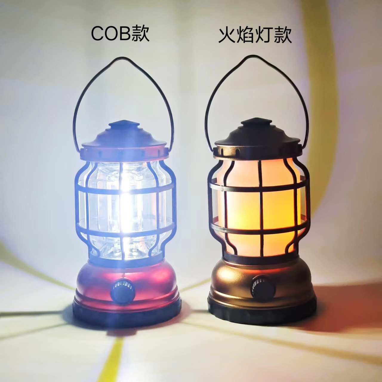 Cross-border outdoor horse lanterns, waterproof lighting fixtures, COB tent lights, landscape lights, rechargeable retro LED camping lights, flame lights Application Scenario