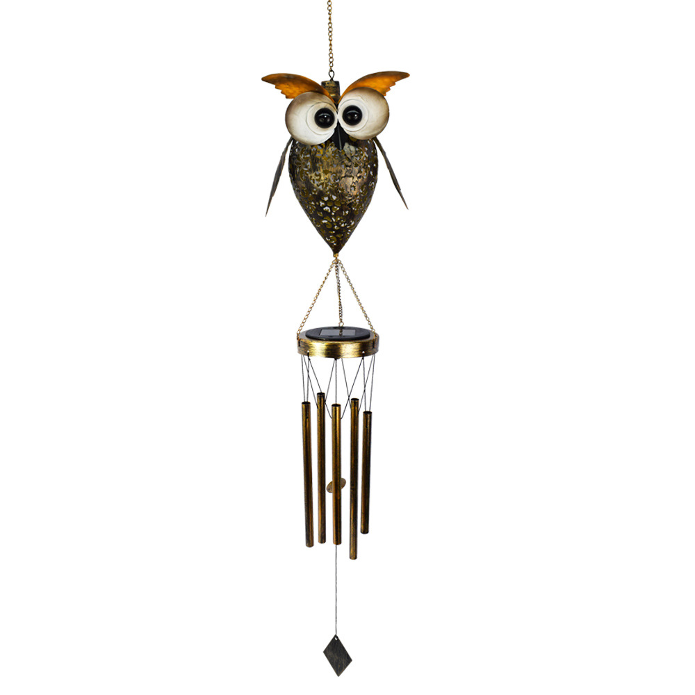 Amazon's new solar-powered owl wind chime lamp for outdoor decoration, courtyard gardens, and creative lawn landscape hanging lights Item Picture