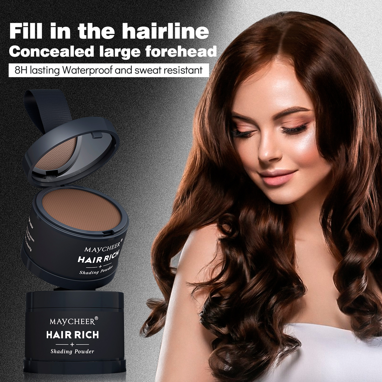 MAYCHEER Hairline Powder Shadow Filling Magic tool for modifying and filling the forehead, waterproof and sweat-proof hair replacement, cross-border foreign trade full figure