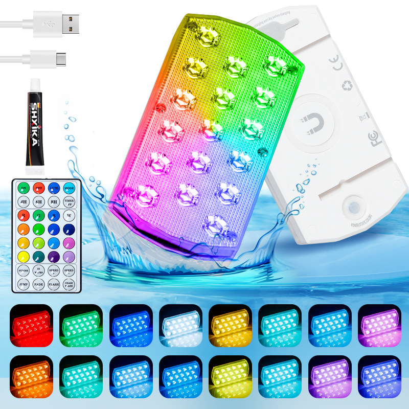 Amazon's new rechargeable pool light, underwater light, led landscape light, pool light, magnetic point control remote diving light full figure