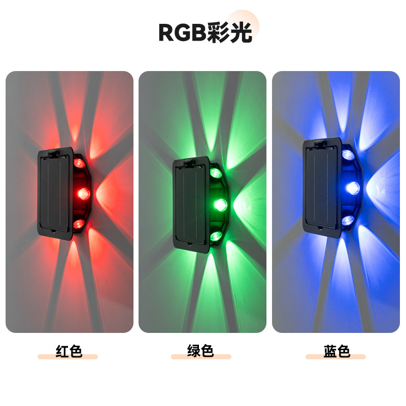 New solar outdoor wall lamp with top and bottom light, LED waterproof, courtyard villa decoration, home wall-washing lamp, cross-border details Picture