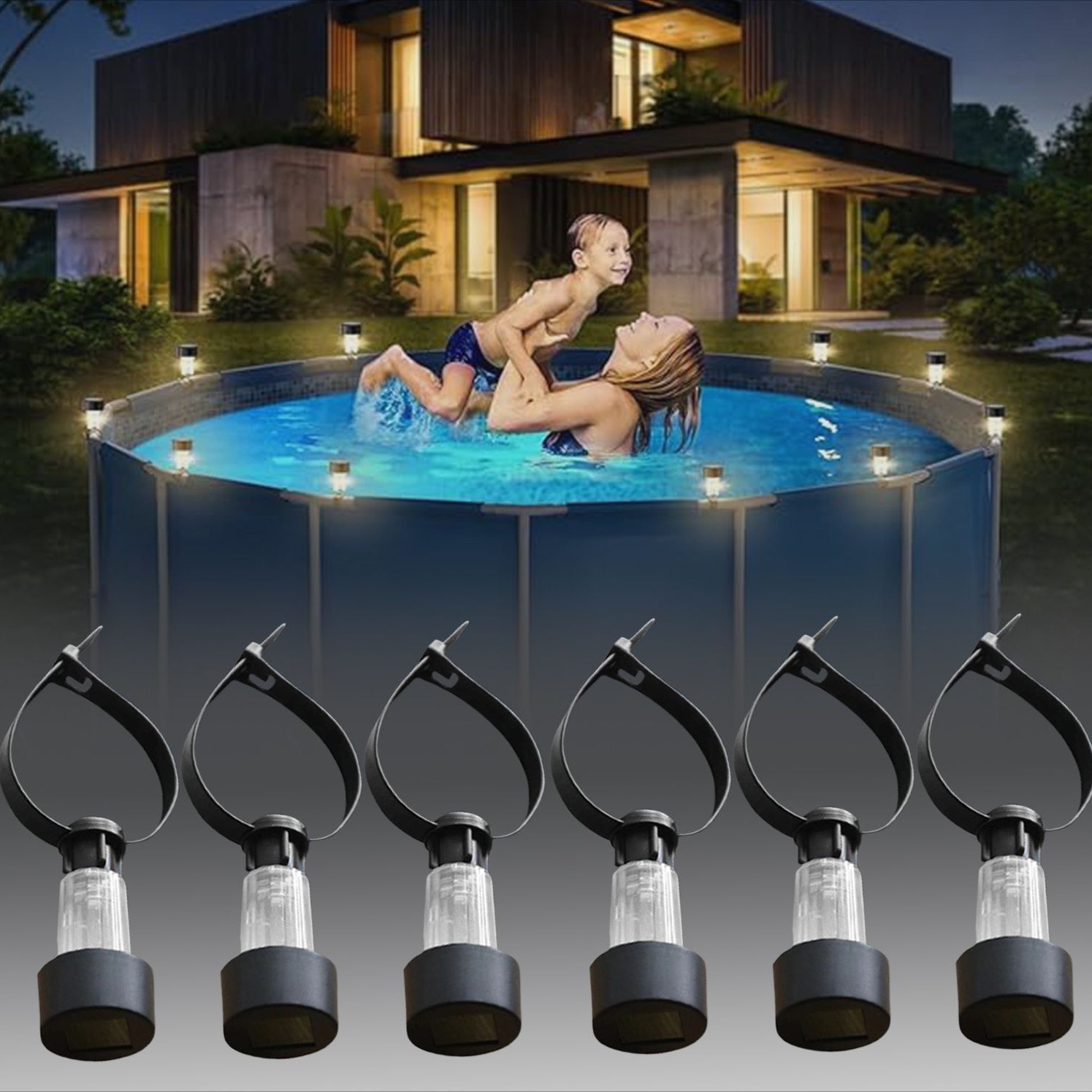 New solar pool light, solar light, outdoor garden light, automatic lighting at dark, waterproof cable tie light, night light details Picture
