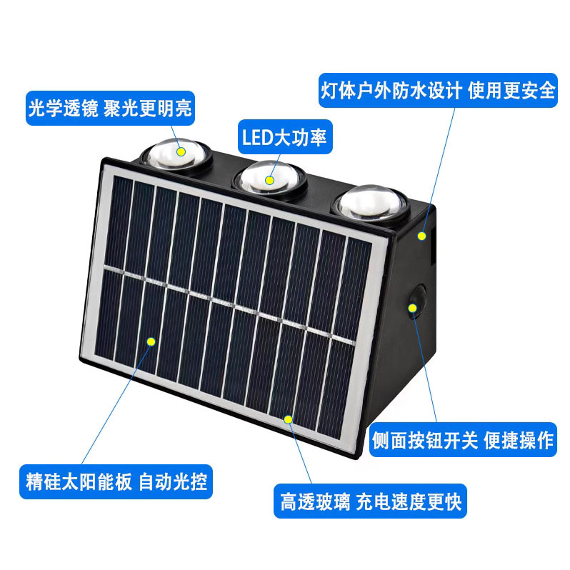 Classic solar outdoor garden light, home garden landscape, outdoor wall-washing spotlight, balcony atmosphere decoration enclosure Specification drawing