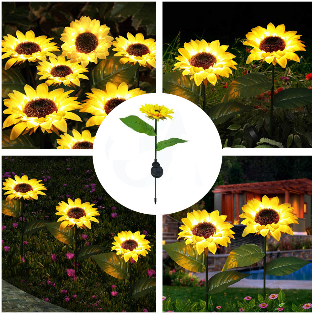 Cross-border best-selling solar sunflower lamps, garden and courtyard simulation flower lawn ground insert lamps, decorative lamps and landscape lamps Specification drawing