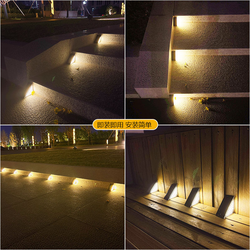 Solar lights, staircase lights, garden lights, outdoor waterproof step lights, 24LED courtyard step lights, walkway lights details Picture