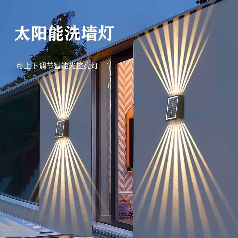 Ultra-bright solar garden lights, household outdoor waterproof wall decoration and arrangement wall-washing lights, garden balcony atmosphere lights Item Picture