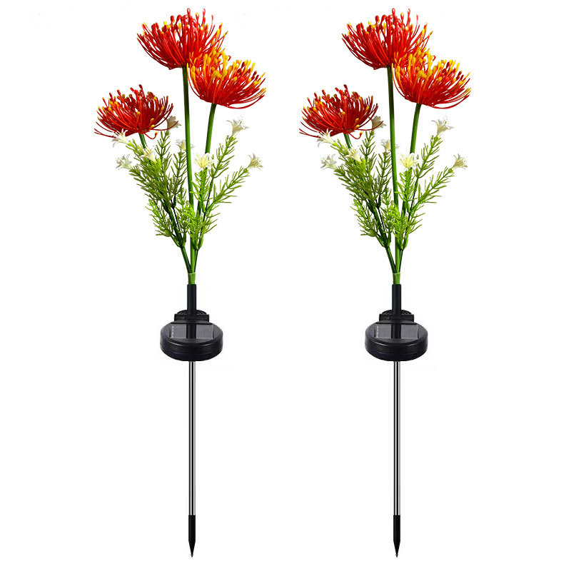 Solar-powered Red spider lily ground insert lights, cross-border best-selling outdoor waterproof decorative lights, lawn and courtyard atmosphere simulation flower lights Item Picture