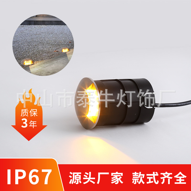 LED turtle-back light, 3W waterproof stainless steel, single-sided and double-sided luminous step light, ground passage LED translucent buried light Specification drawing