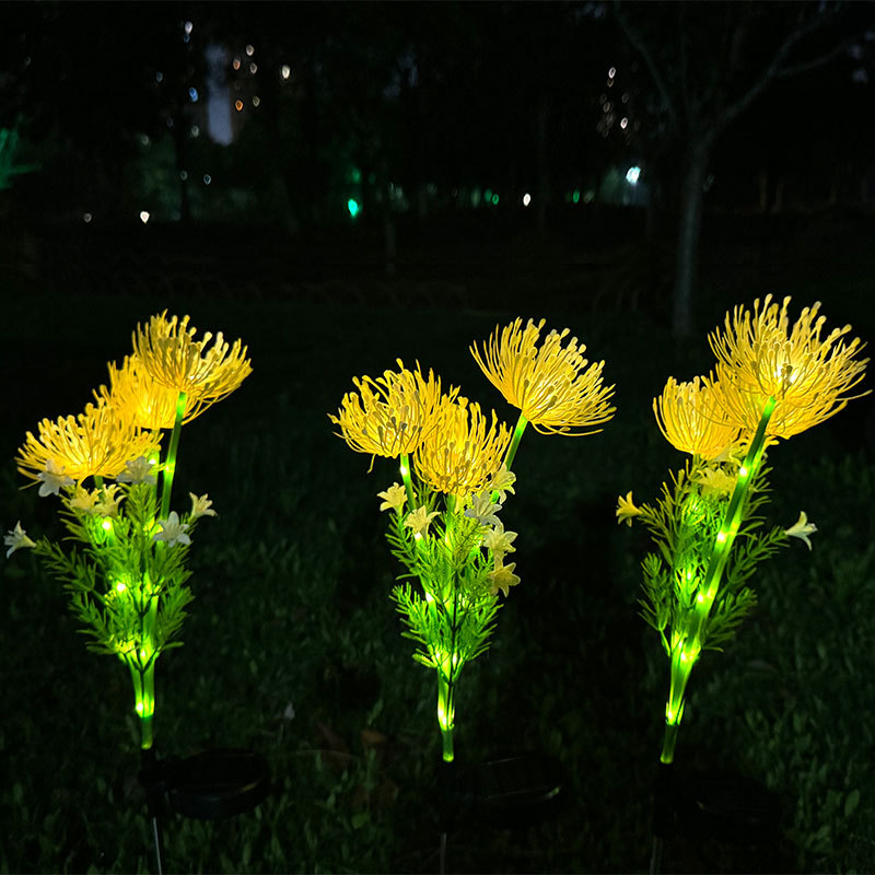 Solar-powered Red spider lily ground insert lights, cross-border best-selling outdoor waterproof decorative lights, lawn and courtyard atmosphere simulation flower lights Specification drawing