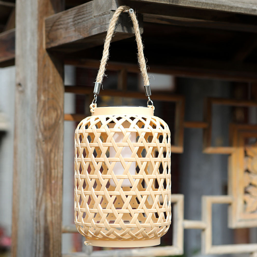 Wholesale of solar-powered Chinese-style bamboo woven lanterns, Spring Festival decorative rattan woven lanterns, balcony, garden, outdoor and courtyard hanging lanterns Specification drawing