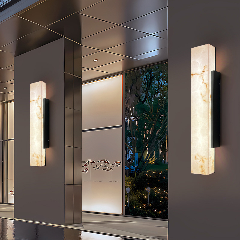 Cross-border outdoor long strip villa gate decoration courtyard lighting, hotel engineering corridor simple LED marble wall lamps details Picture