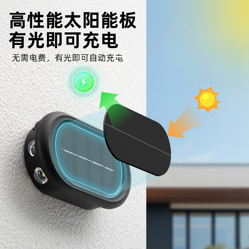 Solar outdoor wall-washing light, garden light, 6led elliptical high-brightness convex mirror light, terrace staircase railing decorative landscape Application Scenario