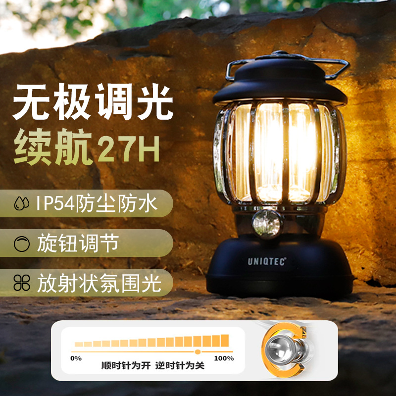 Youyi retro camping lamp, outdoor waterproof dual-source rechargeable portable horse lamp, atmosphere lamp, table lamp, indoor camping details Picture