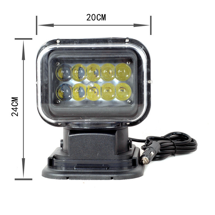 Factory wholesale 50W LED remote control searchlights, outdoor work lights, Marine search lights, vehicle-mounted remote control LED spotlights Specification drawing